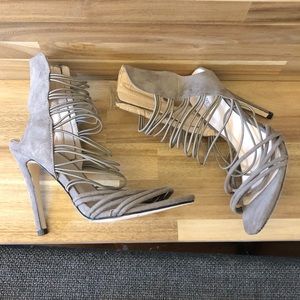 NWOT Catherine Malandrino Gray Suede Strappy Heels